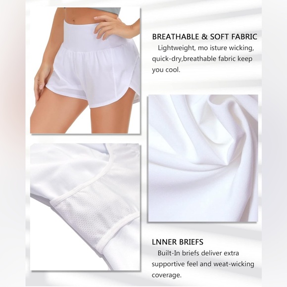 Dragon Fit High Waisted Athletic Shorts NWT in White - Picture 10 of 14